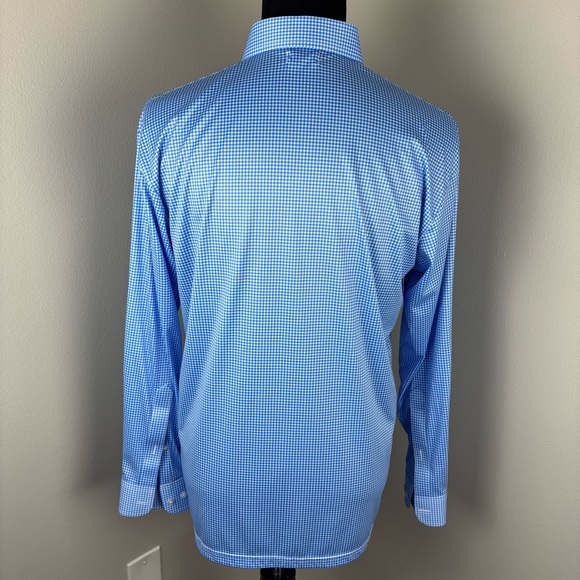 Collars & Co. Dress Collar Polo Shirt Men's Large L Long Sleeve Blue Gingham EUC - Picture 4 of 6